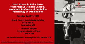 Managing Heat Stress in Dairy Cattle Workshop – April 11